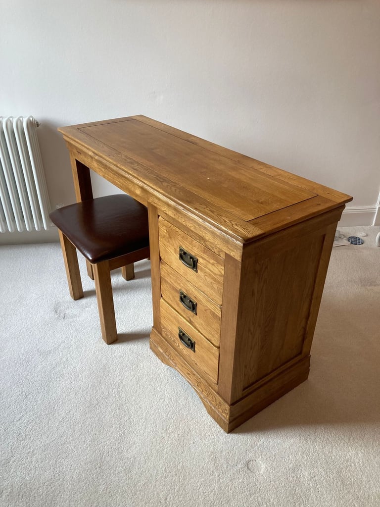 SALE - Solid Oak Dressing Table with Stool