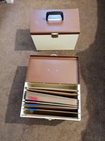 2x vintage metal documents storage boxes 