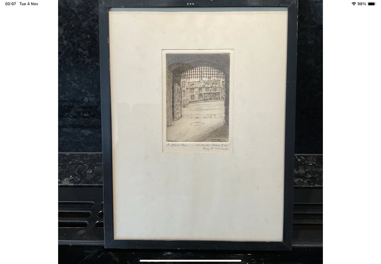 image for Extremely Rare Mabel Oliver Rae - Etching “Under The Abbey Gate” Bury St Edmunds
