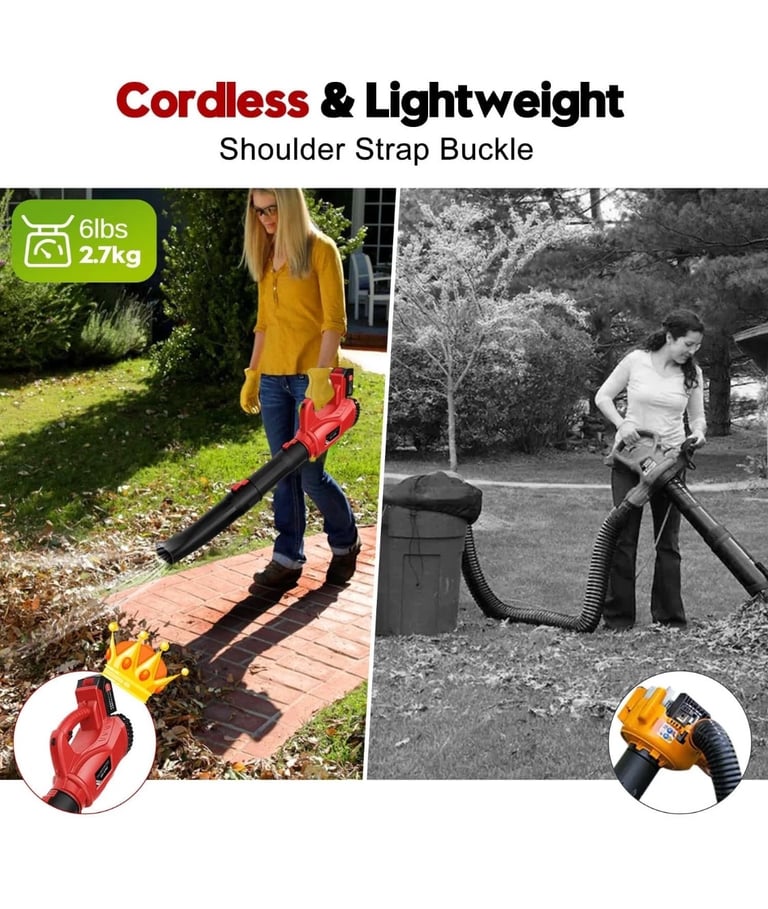 Leaf Blower Cordless, 21V Electric Leaf Blower with 4.0Ah Battery and Charger, w