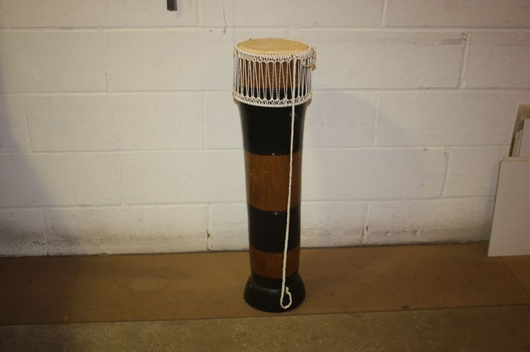 image for Very Tall African Wooden Carved Djembe Drum 8in Diameter Head x 36in High ~ £55 ono
