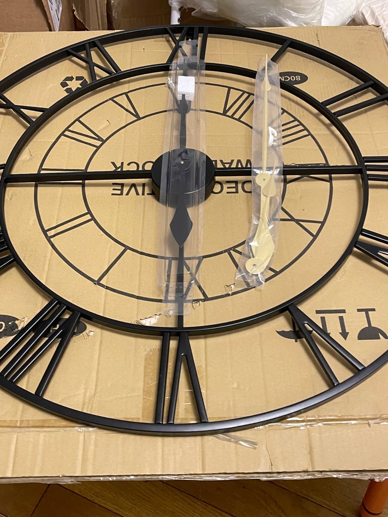 Brand New super large 30 inch 80 cm metal Skelton silent non ticking wall clock