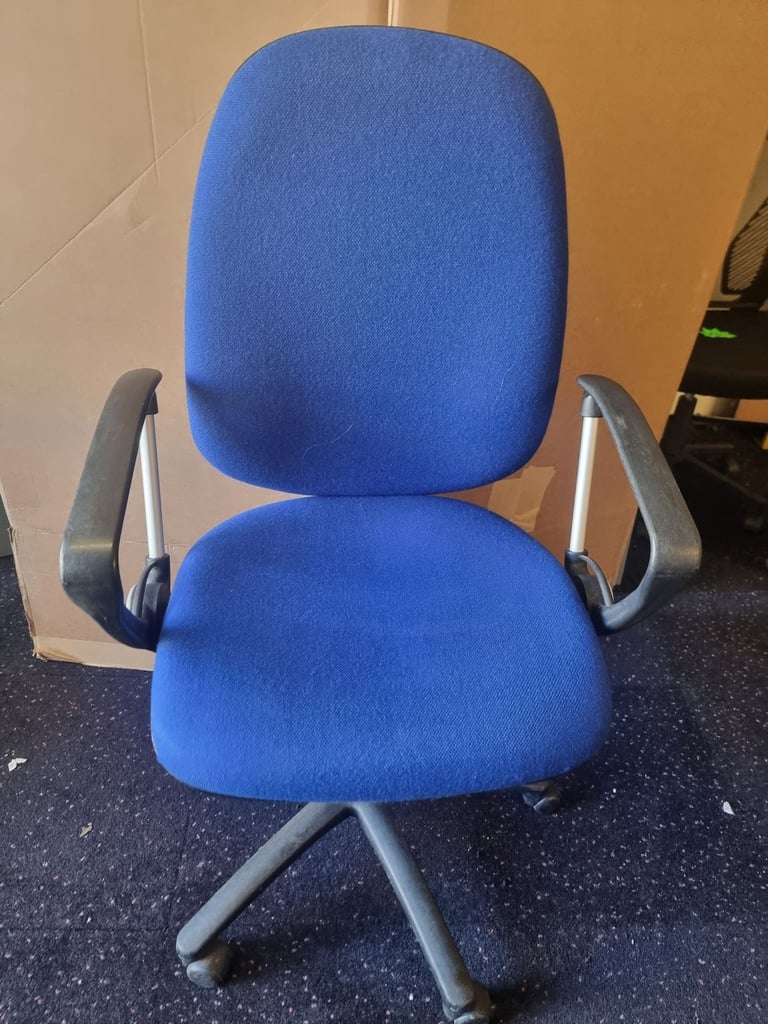 Large Blue Adjustable Office Swivel Desk Chair With Arms Good Quality 