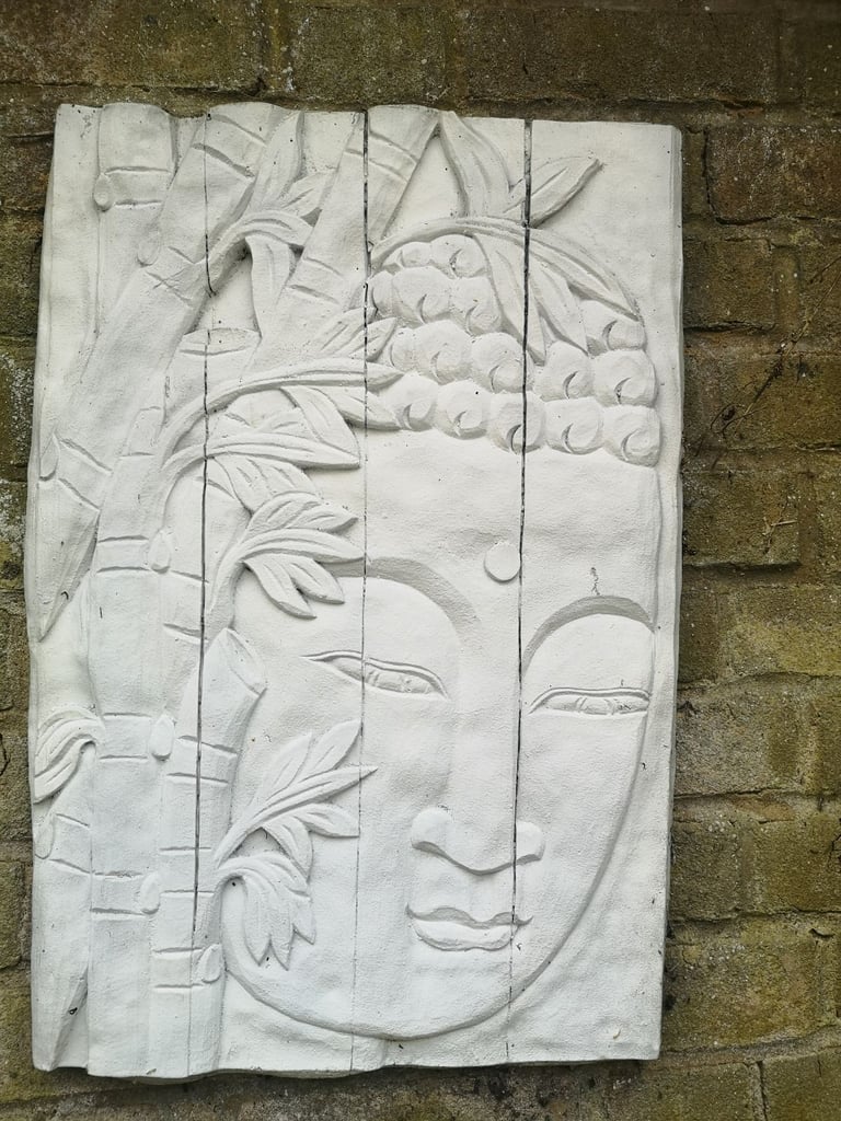 image for Buddha bamboo stone wall plaque