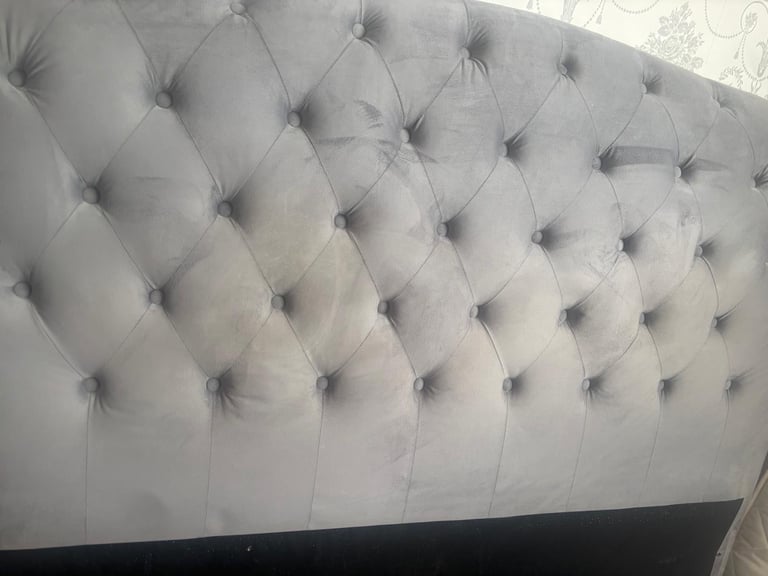 King Size Grey Sleigh Bed Frame