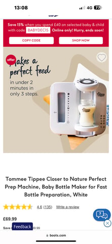 Tommee tippee prep machine, in South Shields, Tyne and Wear