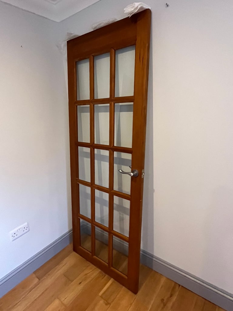 Solid Oak Wooden Glass Panel Door