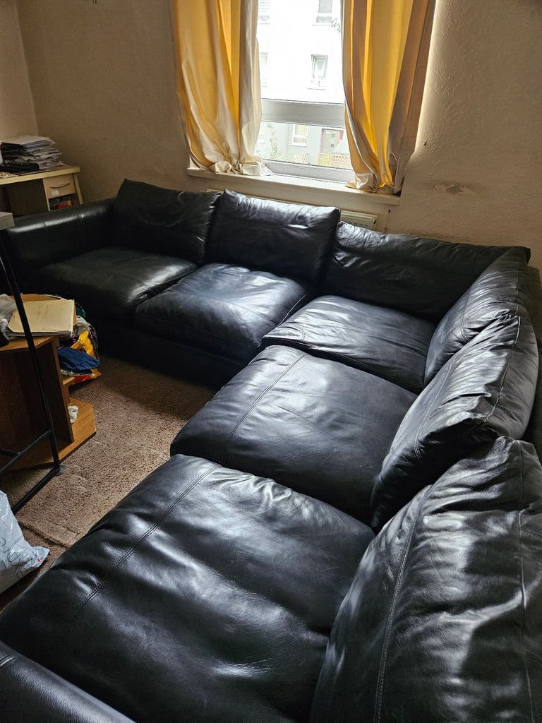 image for Black leather sofa
