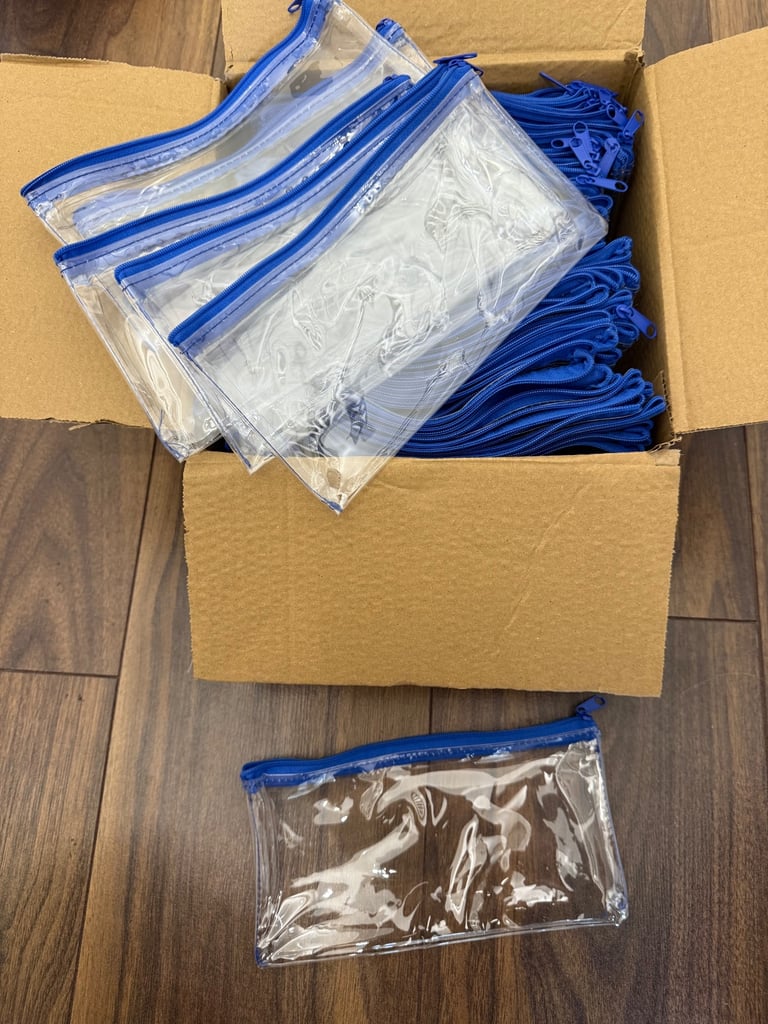 Wholesale Joblot box of 200 blue pencil cases 
