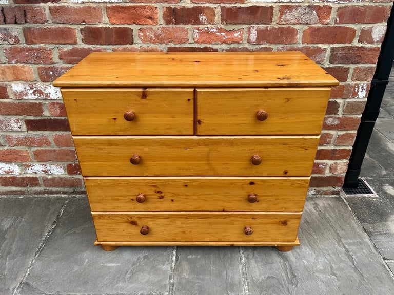 Solid Pine Chest of Drawers - Good Condition 