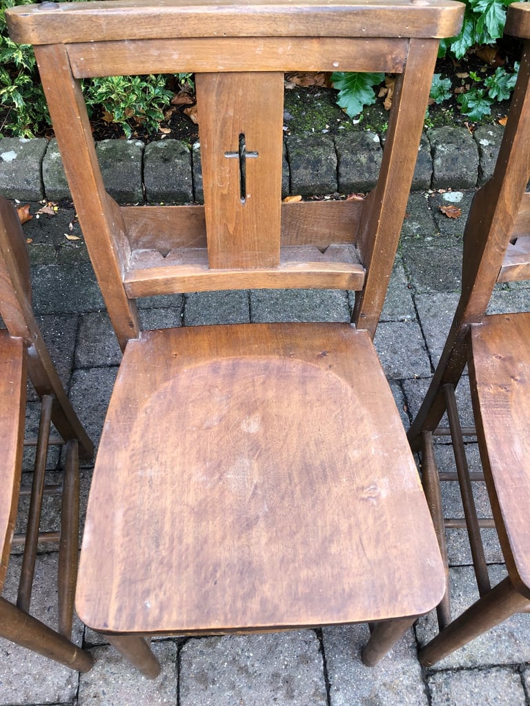 4 CHAPEL/ CHURCH CHAIRS WITH BOOK HOLDERS. More available. ALSO PEWS FOR SALE.