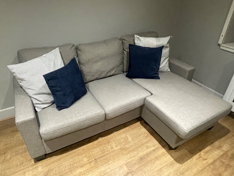 image for (Cost £599) Dunelm 3 Seater Sofa With Reversible Chaise Longue