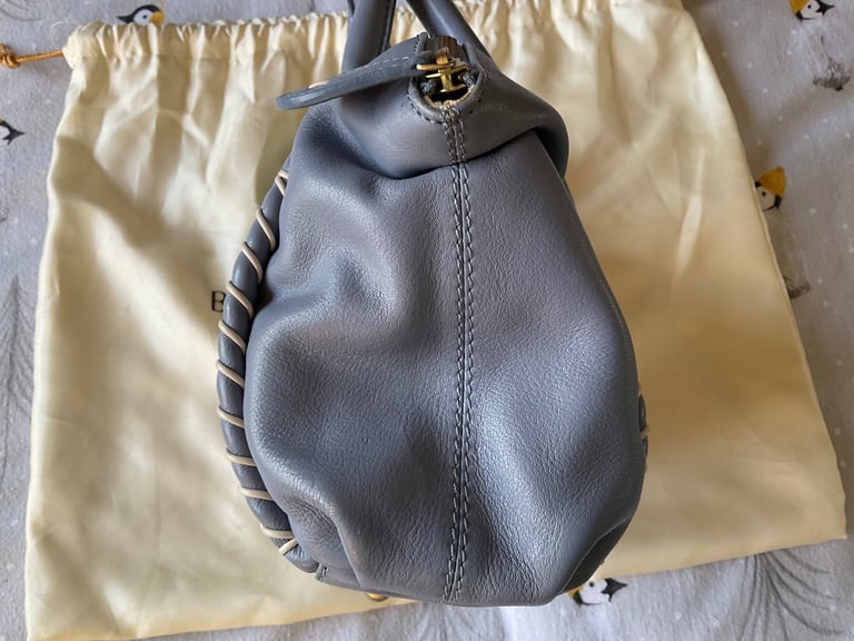 Bailey & Quinn Soft Leather Handbag & Dust-bag, Light Blue Excellent Condition