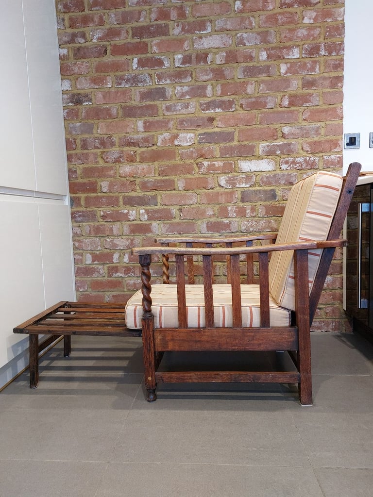 Vintage Steamer Chair, Armchair with Fold-Out Footrest