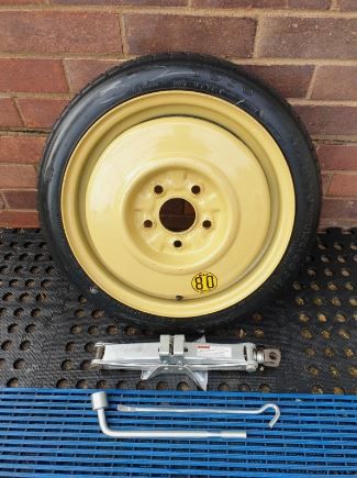 MAZDA 3. 15" SPACE SAVER SPARE WHEEL & TOYO TYRE 115/70D15 JACK & BRACE