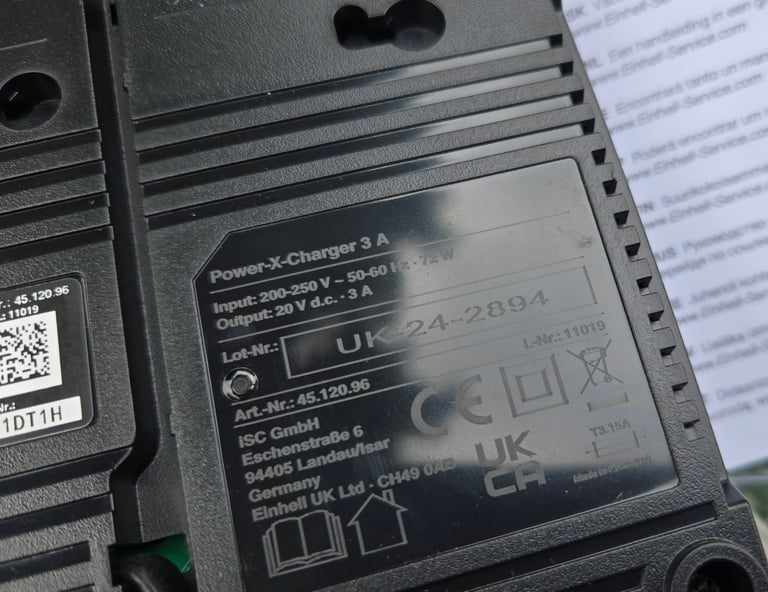 Einhell Battery Charger For Power X-Change Batteries - 3A Fast Charge With Battery Health Monitoring