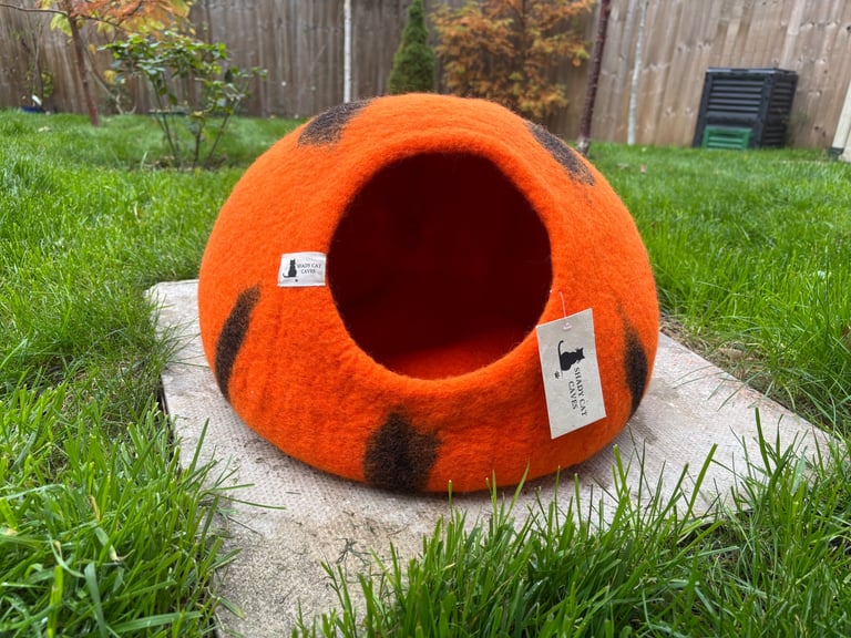 Shady Cat Caves Handmade Felt Cat Bed/Cave Tiger Print Cave 