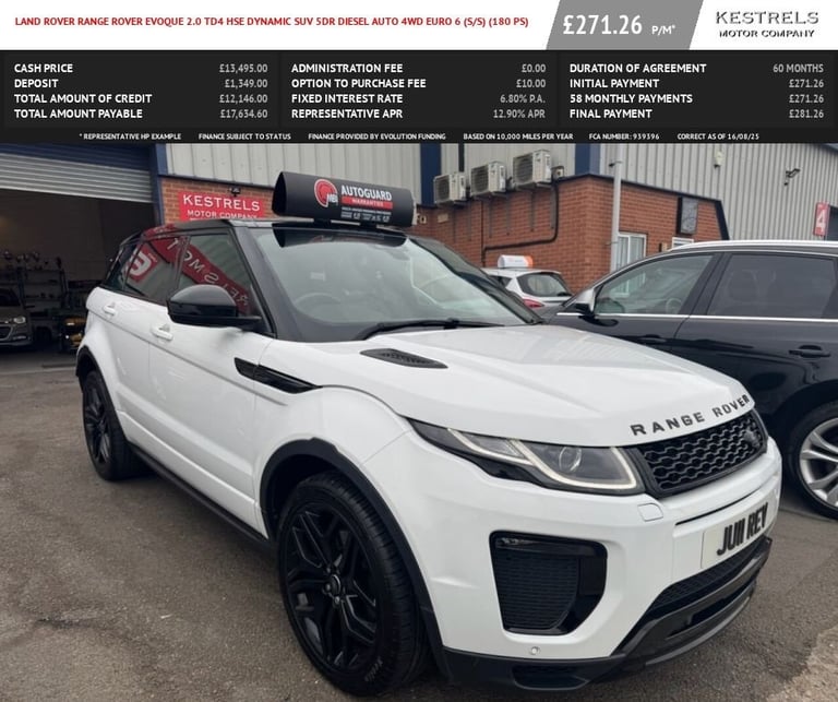 2018 Land Rover Range Rover Evoque 2.0 TD4 HSE Dynamic SUV 5dr Diesel Auto 4WD Euro 6 (s/s) (180 ...