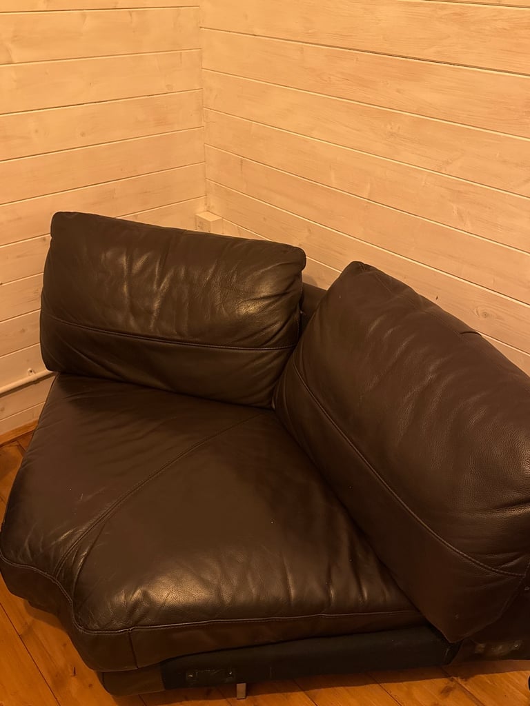 Dark brown corner leather sofa
