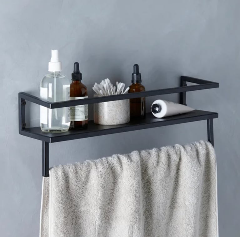 Dunelm London towel holder and toilet roll holder with shelf 