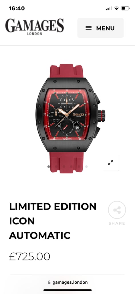 New Gamages of London Icon watch Red