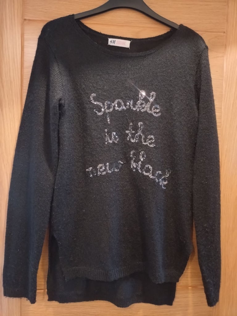 image for H&M Girls Black ''Sparkle Is the New Black' Jumper 12-14 Years