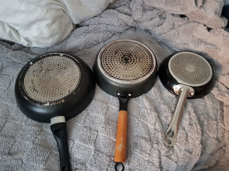Three different size faying pans