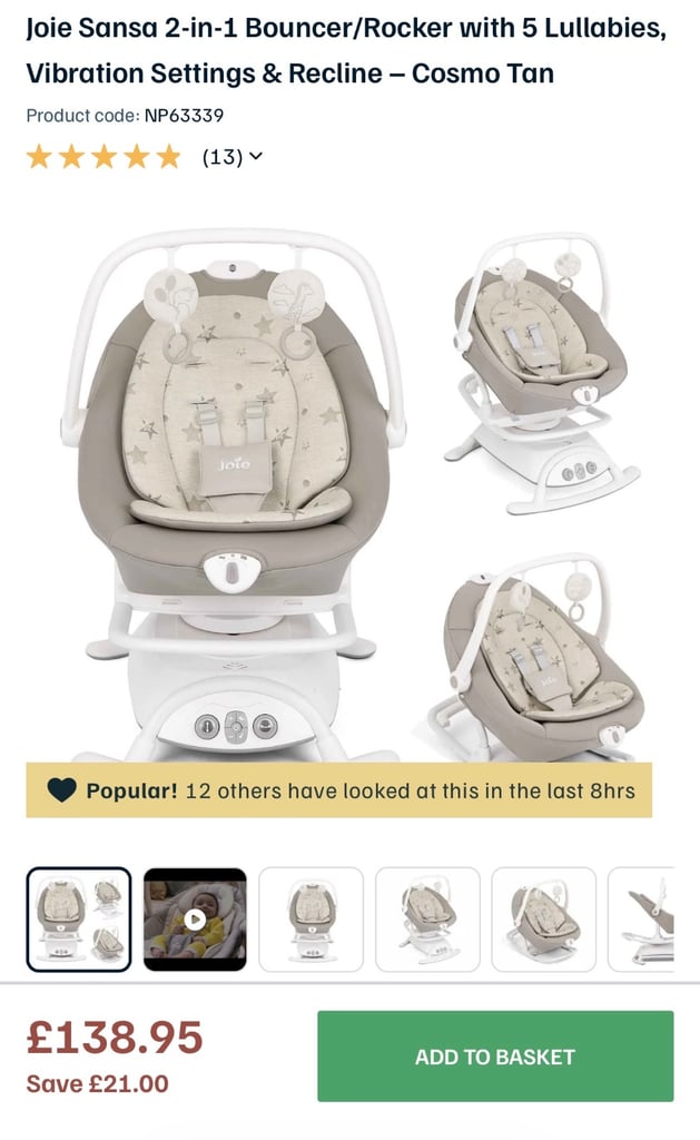 Joie Sansa electric baby swing/rocker