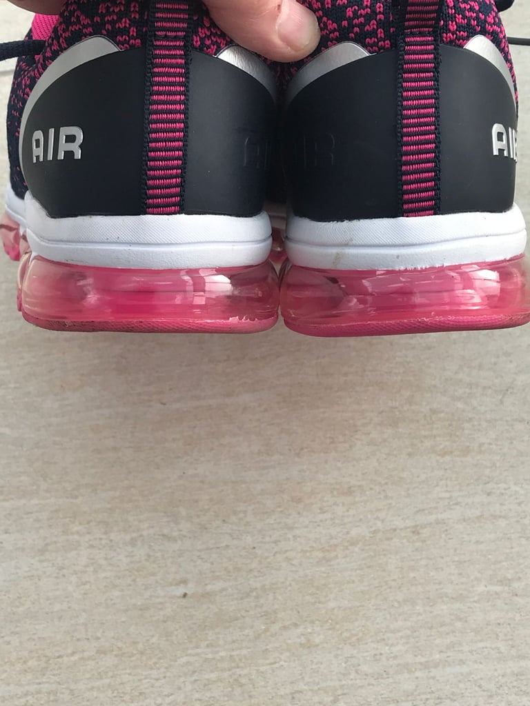 LADIES NAVY AND PINK LACE UP TRAINERS - SIZE 8 - WORN ONCE