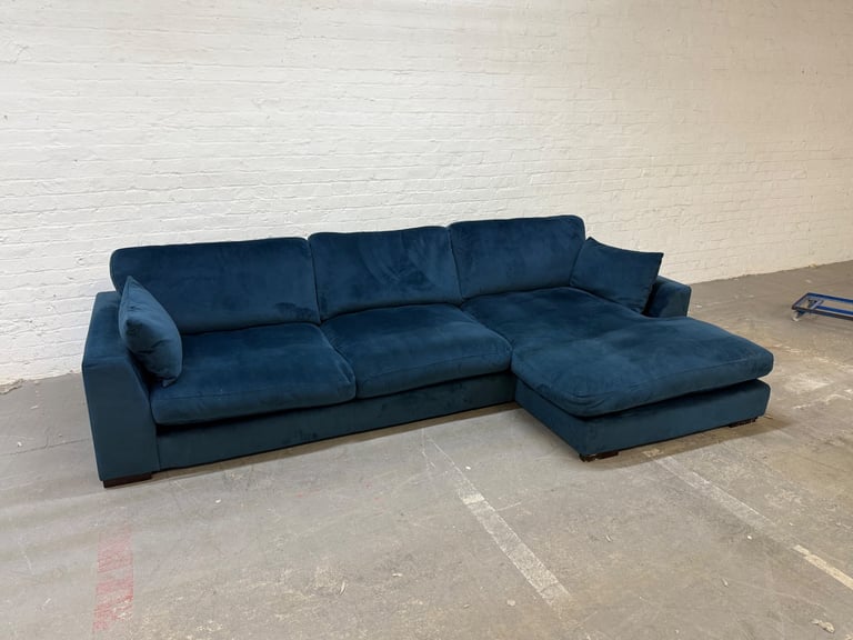 DFS Plush Velvet Corner Sofa with Matching Footstool RRP £1699