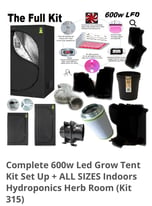 Complete 50x50x100 600w Led Grow Tent Kit Set Up
