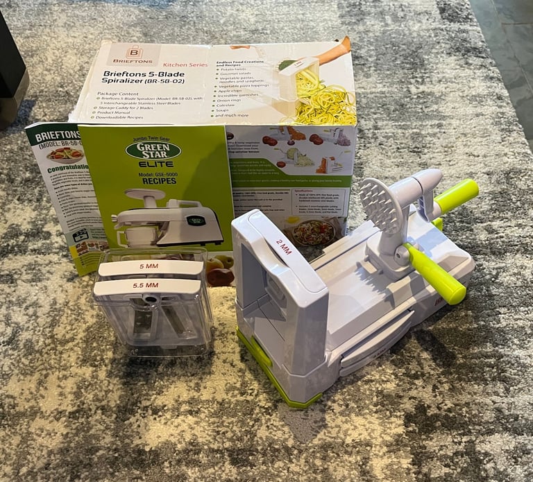 image for Vegetable Spiraliser | Brieftons 5 Blade Slicer Kitchen Courgetti Spiralizer