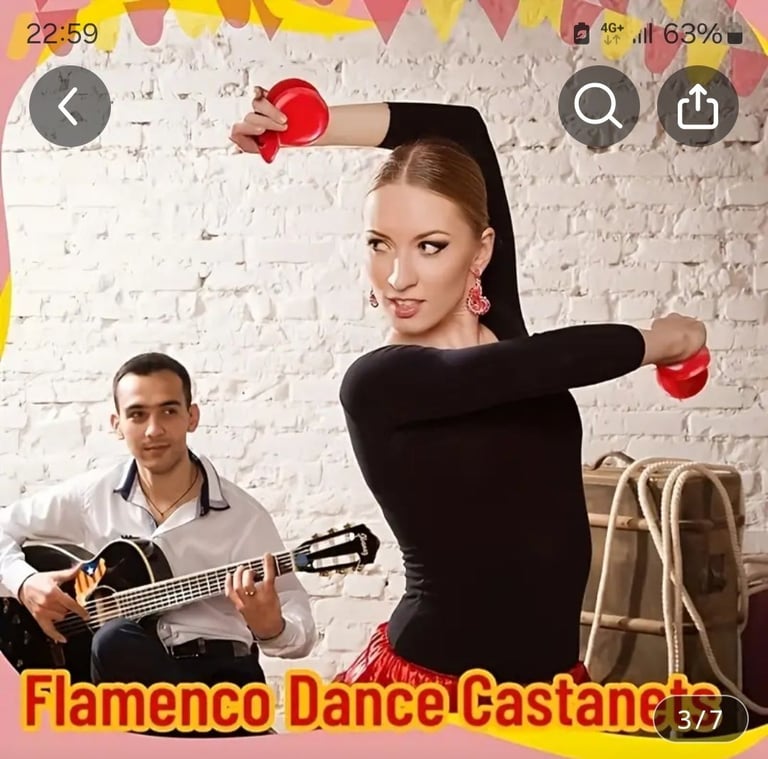 Vintage one pair of flamenco castanets 