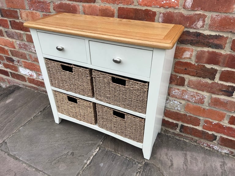 Oak & White Painted Console Table - Good Condition 