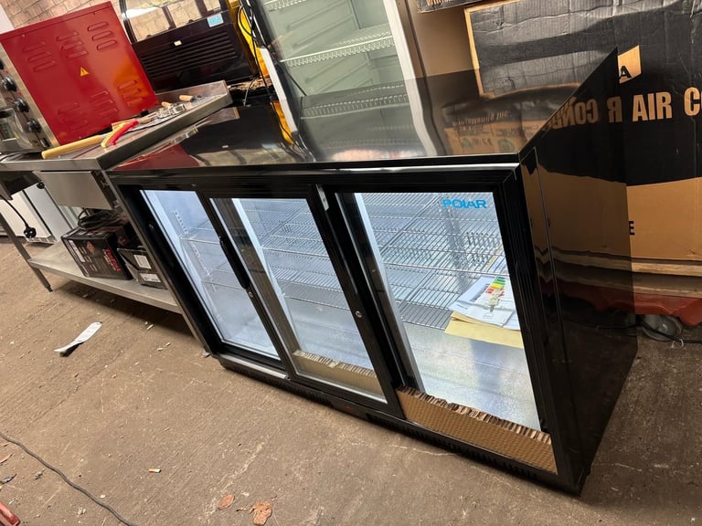 Commercial undercounter bar fridge sliding doors cafe shop 