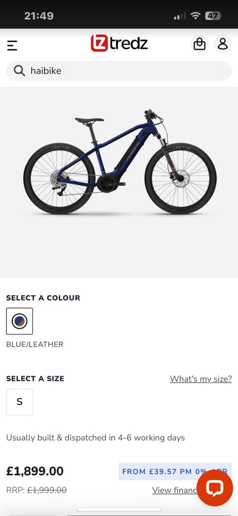 Electric bike size small 