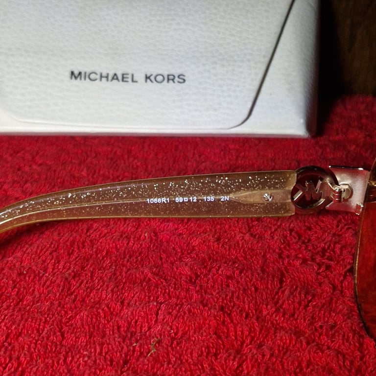 Michael Kors MK5012 Tabitha III Gold Glitter Aviator Sunglasses w/ Case