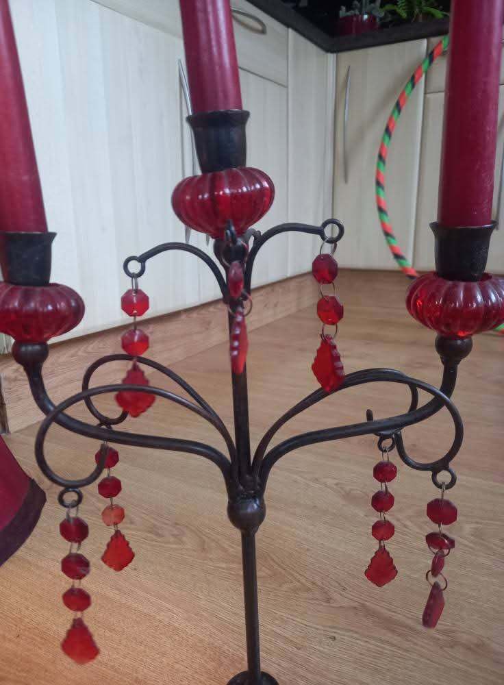 Gothic red lamp and Candelabra 