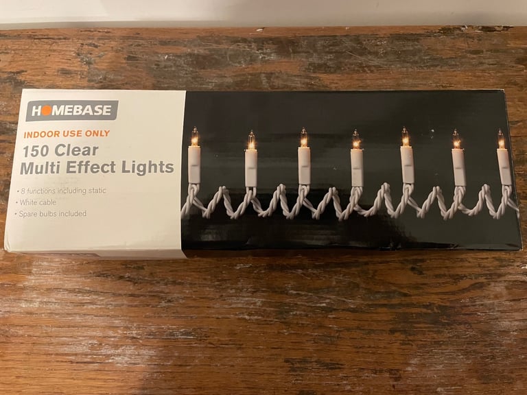 image for BRAND NEW HOMEBASE 150 CLEAR MULTI-EFFECT CHRISTMAS LIGHTS. PARTY LIGHTS. WEDDING LIGHTS. HALLOWEEN.