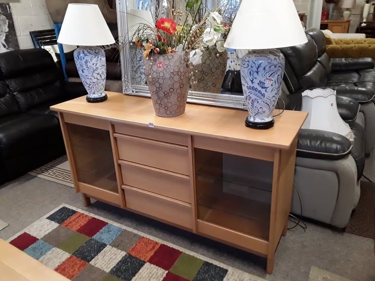 Heavy oak veneered sideboard Copley Mill Low Cost Moves 2nd Hand Furniture STALYBRIDGE SK15 3DN