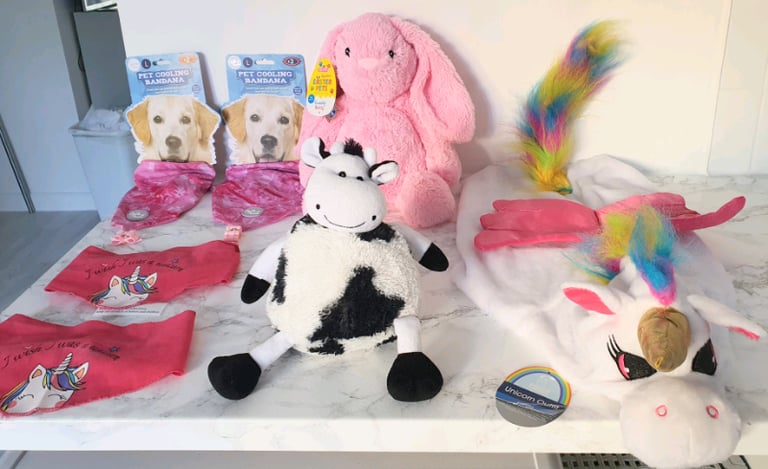 Pet dog bundle most items new toys/unicorn coat-neck scarve £26 value 