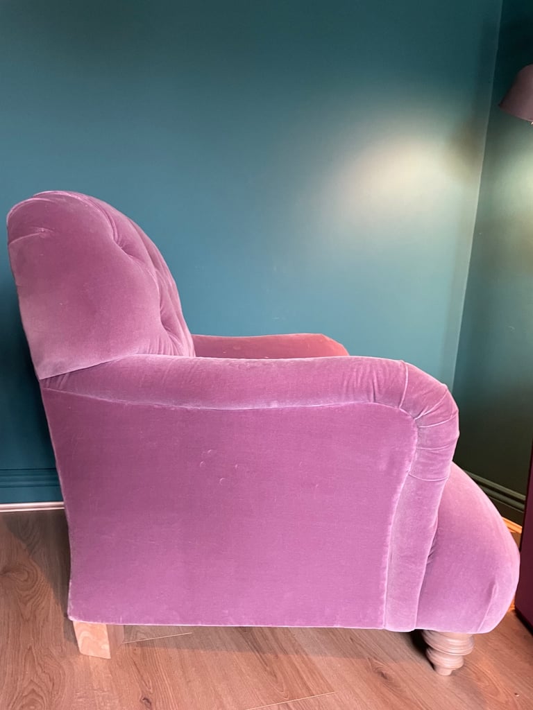 Tetrad Duffel Armchair in Lilac Velvet