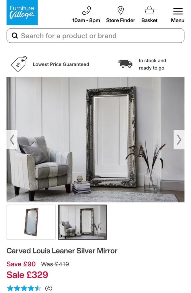 Carved Louis Leaner Silver Mirror