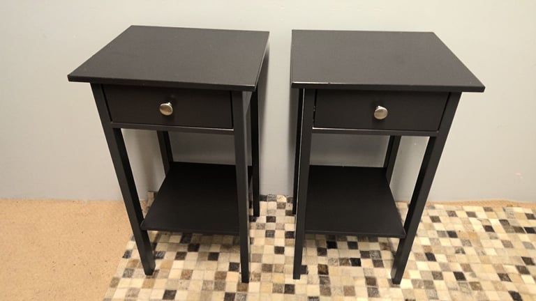 matching pair of x display black side tables/ bedside cabinets 