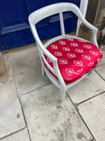 Low Vintage Chair , with removable cushion . Solid sturdy chair 