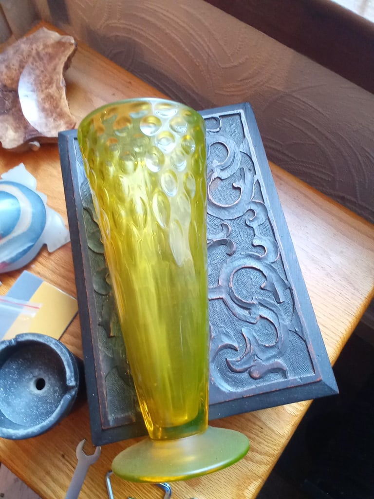Beautiful uranium glass vase for sale 