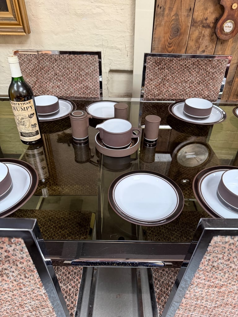 Mid-Century Italian F.lli Orsenigo Chrome & Smoked Glass Dining Suite