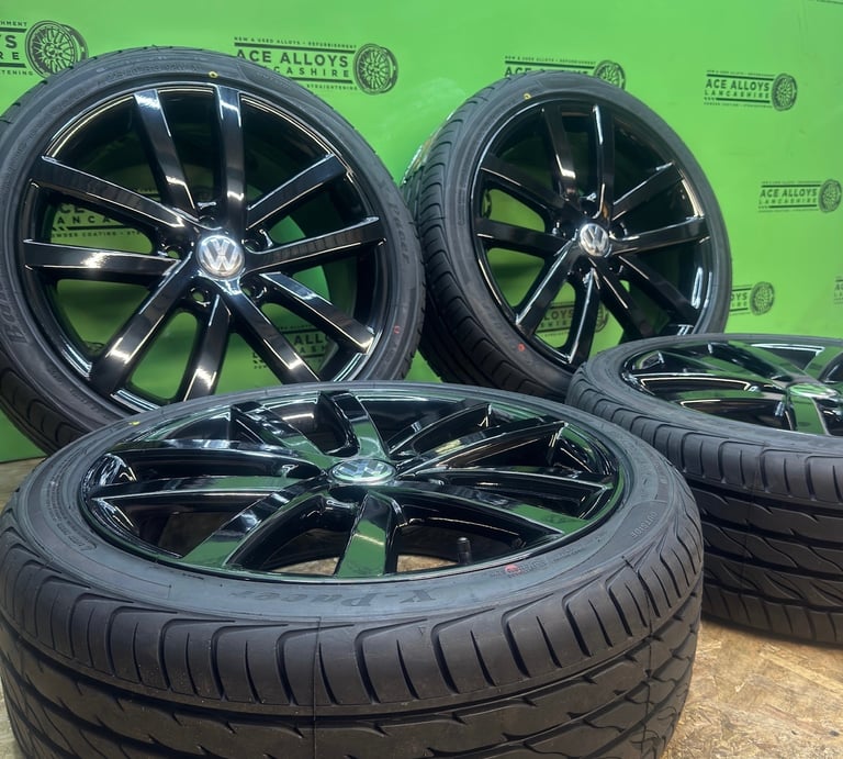 GENUINE VW GTD 18” 5x112 ALLOY WHEELS + NEW TYRES CADDY GOLF SEAT SKODA