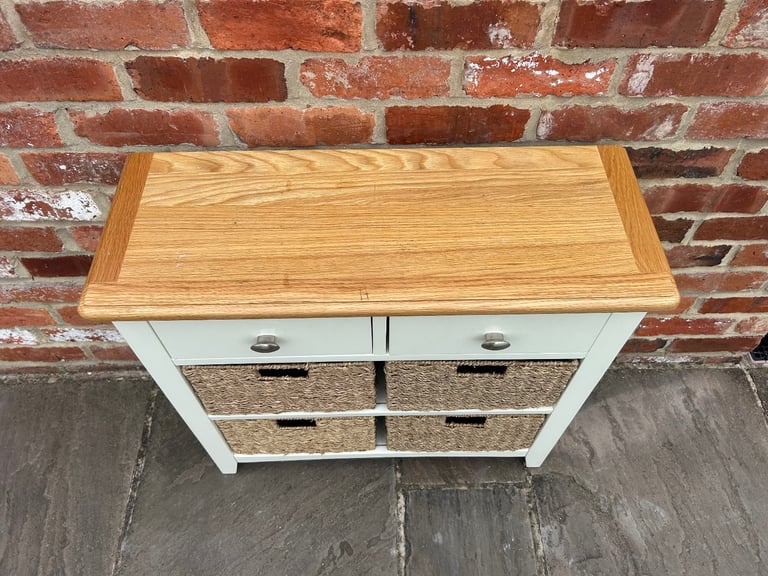 Oak & White Painted Console Table - Good Condition 