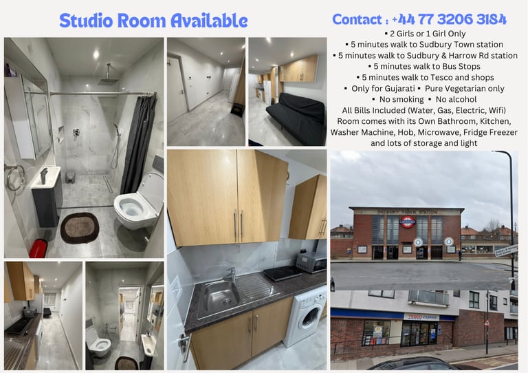 Newly Refurbished Studio Flat: All-Inclusive Living! (Sudbury Town Area)